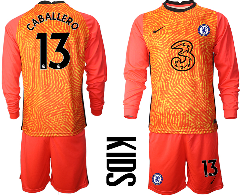2021 Chelsea red goalkeeper long sleeve Youth #13 soccer jerseys